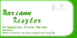 mariann kiszler business card